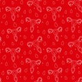 Women menstruation periods seamless pattern uterus, blood drips Royalty Free Stock Photo