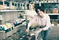 Women picking nuts and dried fruits in store Royalty Free Stock Photo