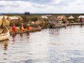 Women on pier in Reed Islands on Lake Titicaca, 6/13/13 on Lake