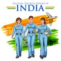 Women pilot on Indian background showing developing India