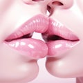 women , pink color and hot kiss concept Royalty Free Stock Photo