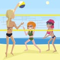 Women playing beach volleyball