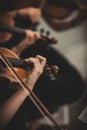 Quartet violin and cellos - closeup on hands - female hands