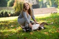 Women Playing With Dog Royalty Free Stock Photo