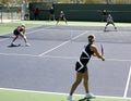 Women playing doubles