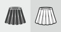 Women pleated mini skirt line icon on a background. Linear symbol. Outline sign.