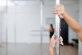 Women on pole dance training, dancing in class Royalty Free Stock Photo