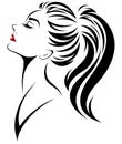 Women ponytail hair style icon, logo women face on white background Royalty Free Stock Photo