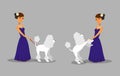 Women with Poodles Cartoon Illustrations Pack