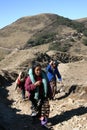 Women porter parade on a Himalayan trail