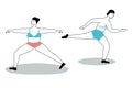 Women poses. Dancing girls in sport suits, elegant ballerinas posing, yoga training or gymnastic exercises, doodle