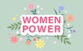 Women Power pink text with flower background