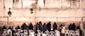 Women at prayer atthe Western Wall of the Temple Mount platform at night Royalty Free Stock Photo