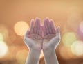 Women prayer hand praying for peace and for holy spirit week, world religion day concept Royalty Free Stock Photo