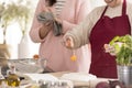 Women preparing dough for pizza Royalty Free Stock Photo