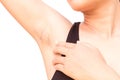 Women problem black armpit on white background for skin care and