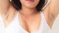 Women problem black armpit on white background for skin care and