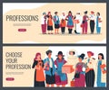 Women professional education, career and employment banners vector illustration.
