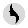 Women profile silhouette on the gray background. Vector illustration