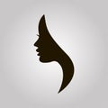 Women profile silhouette on the grey background