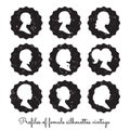 Women profiles silhouettes vector set. Royalty Free Stock Photo