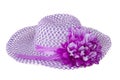 Women purple hat with a flower.