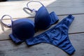 Women purple underwear. Women bra and thong. Lingerie set