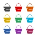 Women purse icon, color set