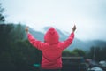 Women raised both hands up pray for blessings to God hands lift worship Royalty Free Stock Photo