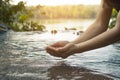 Women reach out waiting for water. Royalty Free Stock Photo