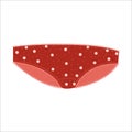 Women red panties with polka dot pattern. Vector illustration in cartoons flat style. Cute female underwear clip art Royalty Free Stock Photo