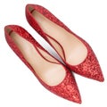 Women red shoes with glitter Royalty Free Stock Photo