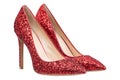 Women red shoes with glitter Royalty Free Stock Photo