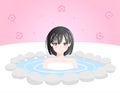 Women relaxing in Japanese onsen hot spring / sakura Royalty Free Stock Photo