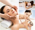 Women relaxing in spa collection. Wellness, healing, rejuvenation, health care and aroma therapy. Royalty Free Stock Photo