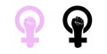 Women resist symbol. Feminism protest symbol . Black and white. Pink. Vector