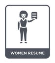 women resume icon in trendy design style. women resume icon isolated on white background. women resume vector icon simple and