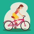 Women riden a bike Royalty Free Stock Photo