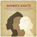 Women rights concept. Three of the female profile