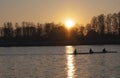 Women rowers at sunset - Milan Idroscalo