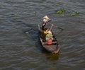 Women rowing boat on Mekong river in Mekong Delta, Vietnam