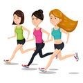 Women running characters icon