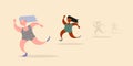 women running outdoor. Vector abstract girls jogging. vector sport illustration with abstract style cartoon womens