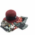 Women`s accessories. Burgundy felt hat