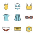 Women`s accessories color icons set Royalty Free Stock Photo