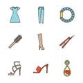 Women`s accessories color icons set Royalty Free Stock Photo