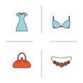 Women`s accessories color icons set Royalty Free Stock Photo