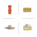 Women`s accessories color icons set Royalty Free Stock Photo