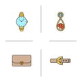 Women`s accessories color icons set Royalty Free Stock Photo