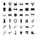 Women`s accessories drop shadow black icons set Royalty Free Stock Photo